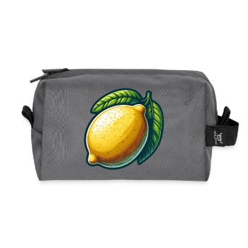 Bright Lemon with Graphic Leaves - Recycled Toiletry Zip Bag - anthracite - Front