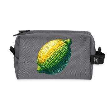 Citron abstrait en vert-jaune texturé - Trousse de toilette en tissu recyclé - anthracite - Devant
