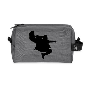 B-Boy Silhouette – Breakdance Jump Kick - Recycelte Kulturtasche - Anthrazit - Vorne