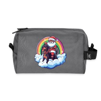 Dobermann Hund Weihnachtsmann Weihnachten - Recycelte Kulturtasche - Anthrazit - Vorne