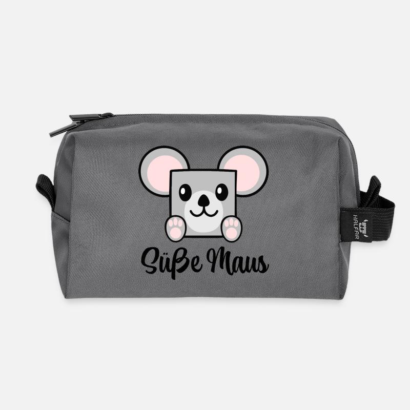 cute mouse - Recycled Toiletry Zip Bag - anthracite