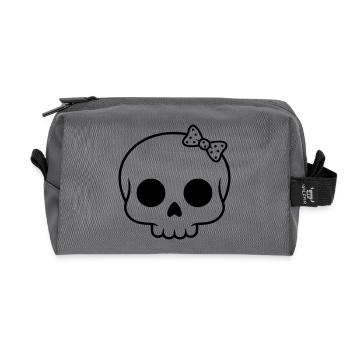 Cute skull with bow | Girly Goth - Recycled Toiletry Zip Bag - anthracite - Front