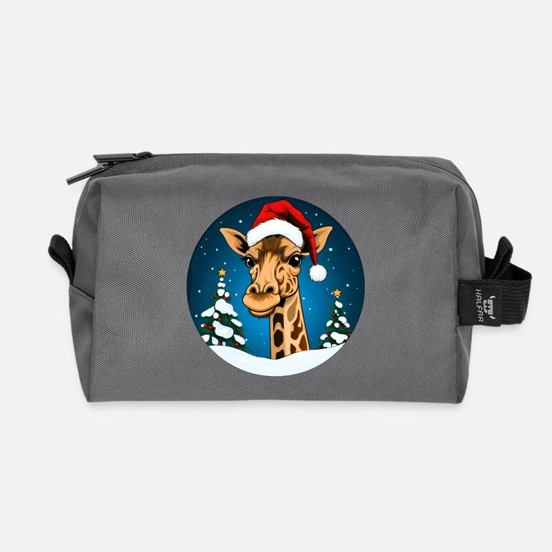 Weihnachtsmann Giraffe - Recycelte Kulturtasche - Anthrazit