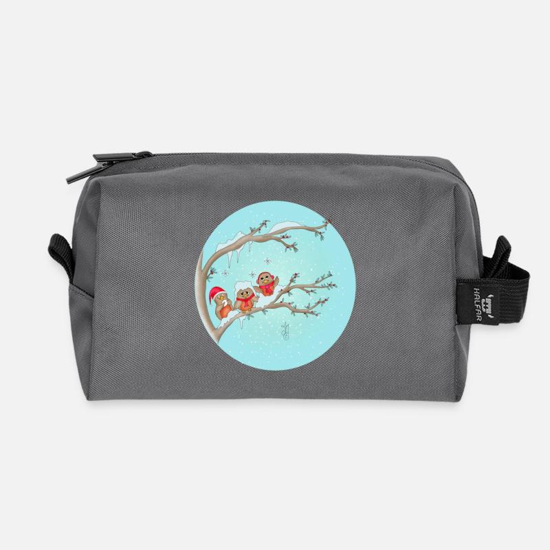 Weihnachtsvögel - Recycelte Kulturtasche - Anthrazit
