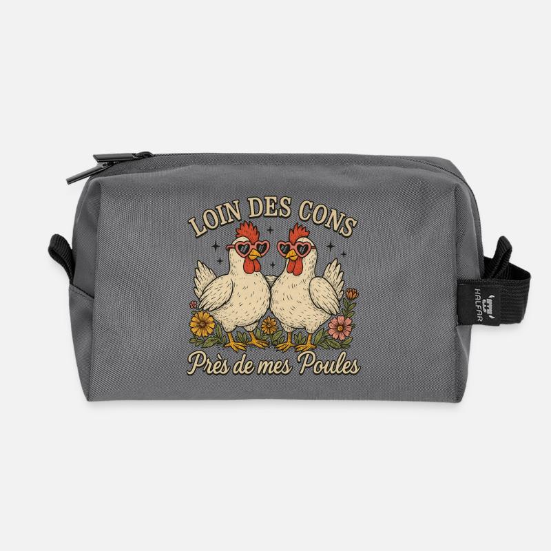 Far From The Idiots Near My Chickens Humor-Geschenk - Recycelte Kulturtasche - Anthrazit