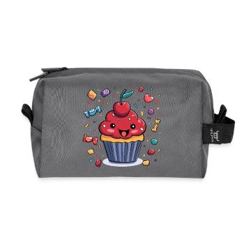 Cupcake kawaï avec confettis - Trousse de toilette en tissu recyclé - anthracite - Devant