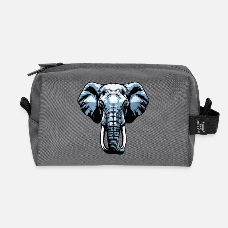 Blue Elephant Head Vector - Recycled Toiletry Zip Bag - anthracite