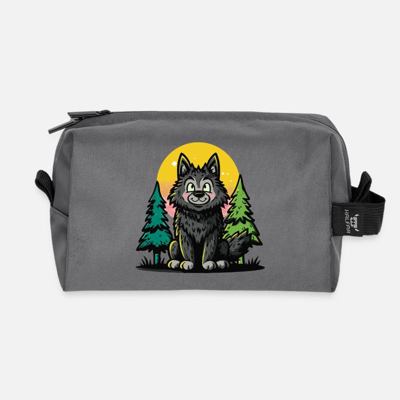 Waldwolf im Sonnenkreis - Recycelte Kulturtasche - Anthrazit