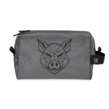 Geometrische Schweine-Kopfzeilen-Kunst - Recycelte Kulturtasche - Anthrazit - Vorne