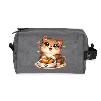Knuddeliges Kätzchen mit Futterschüssel - Recycelte Kulturtasche - Anthrazit - Vorne