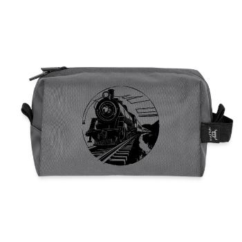 Dessin ferroviaire - Trousse de toilette en tissu recyclé - anthracite - Devant