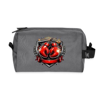Boxing Glove Crest Design - Recycled Toiletry Zip Bag - anthracite - Front
