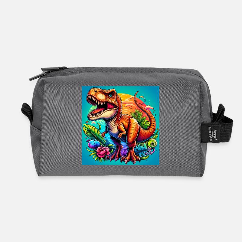 Dinosaurier - Recycelte Kulturtasche - Anthrazit