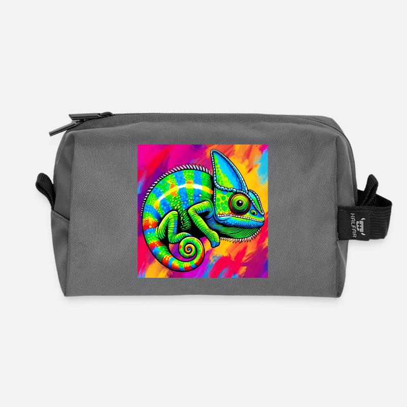 Chamäleon - Recycelte Kulturtasche - Anthrazit