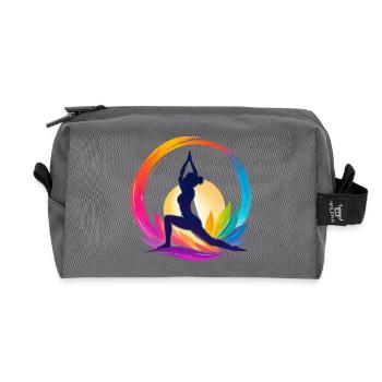 Colorful yoga in the circle of the sun - Recycled Toiletry Zip Bag - anthracite - Front