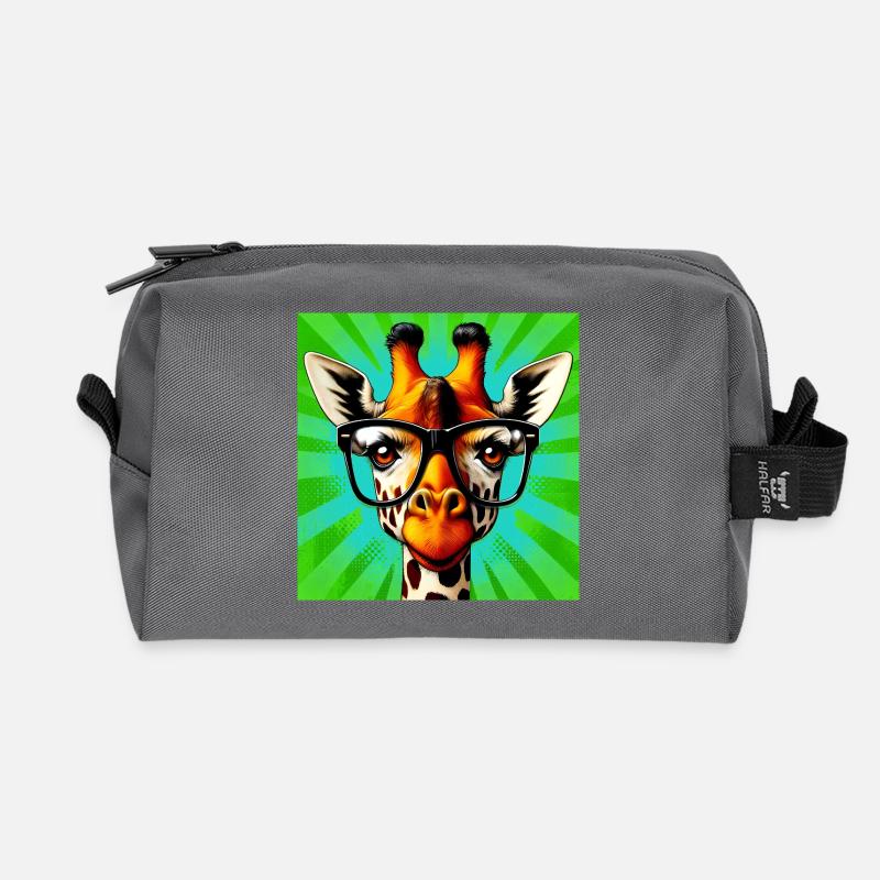 giraffe - Recycled Toiletry Zip Bag - anthracite
