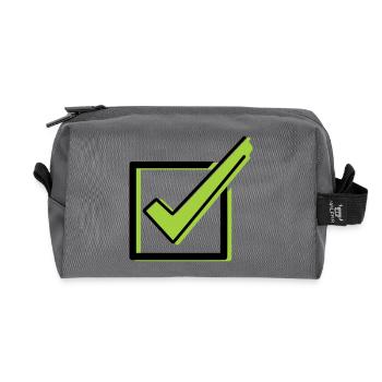 Häkchen Checkliste Box Comic - Recycelte Kulturtasche - Anthrazit - Vorne