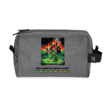 Side Quest Pause Gaming Spruch - Recycelte Kulturtasche - Anthrazit - Vorne