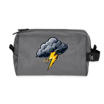 Wolke Blitz Gewitter Sturm Wetter Motiv - Recycelte Kulturtasche - Anthrazit - Vorne