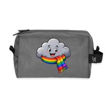 Cloud with Rainbow Scarf Funny Motif - Recycled Toiletry Zip Bag - anthracite - Front