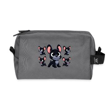 French Bulldog 3 - Recycled Toiletry Zip Bag - anthracite - Front