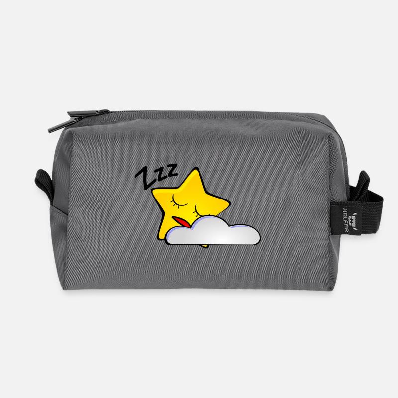 Schlafiger Stern mit Wolke - Recycelte Kulturtasche - Anthrazit
