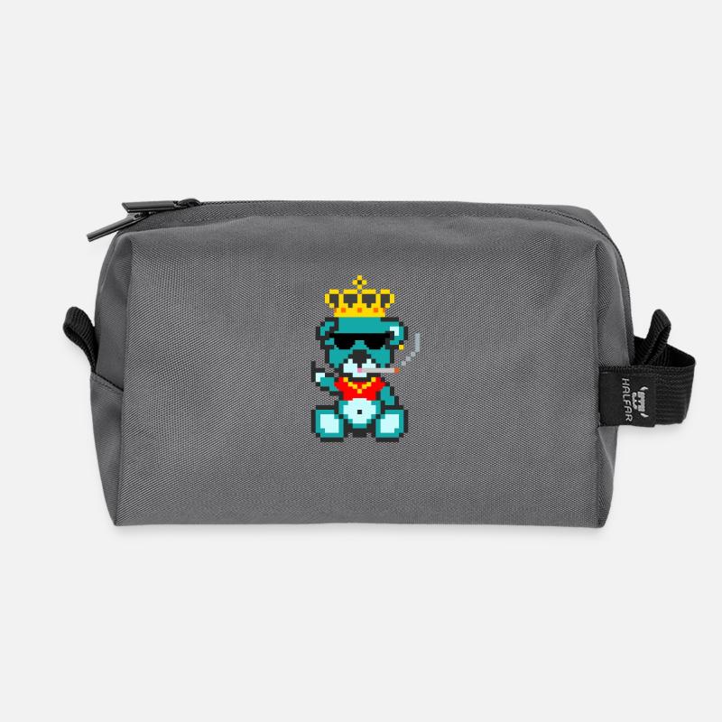 Pixel-Bären-König - Recycelte Kulturtasche - Anthrazit
