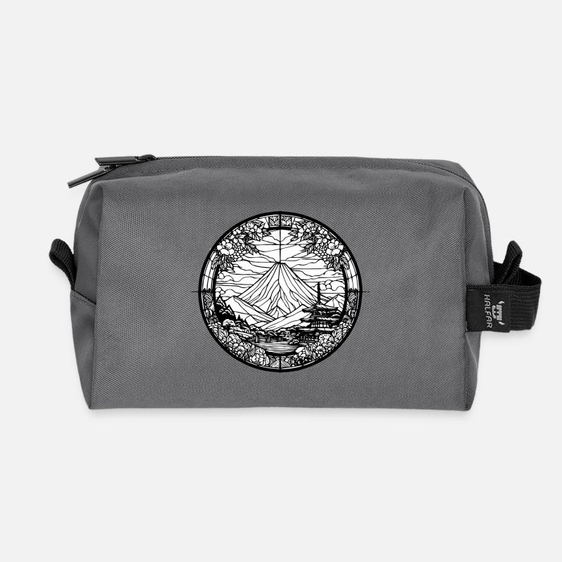 Fuji Black White - Recycled Toiletry Zip Bag - anthracite
