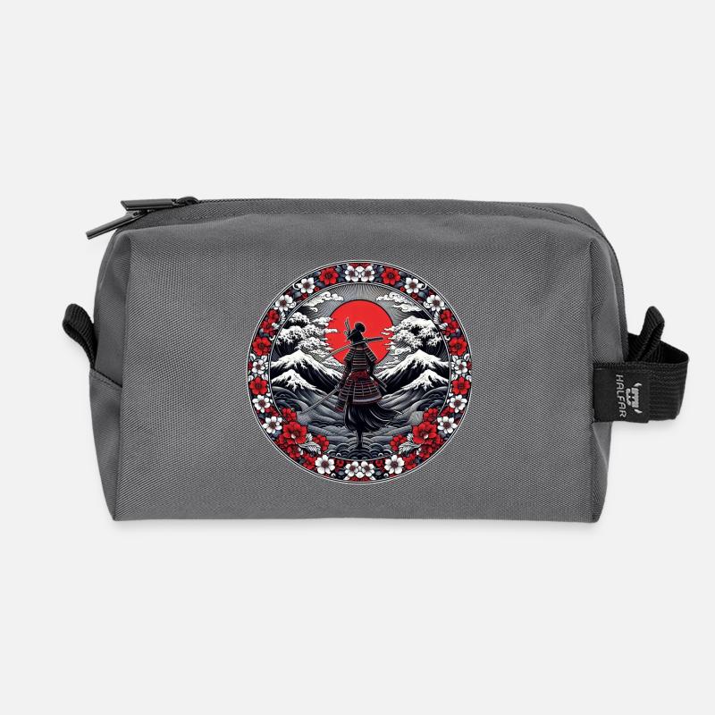 Ombre Samurai Mädchen Kirschblüte - Recycelte Kulturtasche - Anthrazit