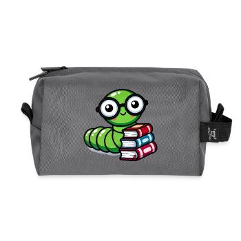 Bookworm Glasses Books - Recycled Toiletry Zip Bag - anthracite - Front