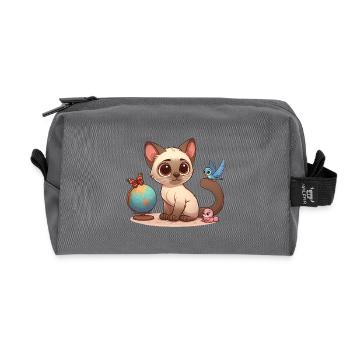 Siamese 3 - Recycled Toiletry Zip Bag - anthracite - Front