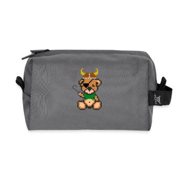 Pixel Bear Viking - Recycled Toiletry Zip Bag - anthracite - Front