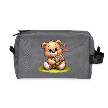 teddy bear 3 - Trousse de toilette en tissu recyclé - anthracite - Devant