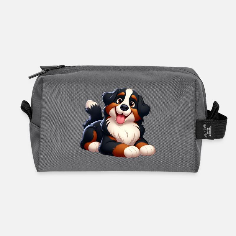 Bernese Mountain Dog 2 - Recycled Toiletry Zip Bag - anthracite