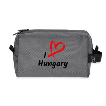 I Love Hungary Ich Liebe Ungarn Herz Geschenk - Recycelte Kulturtasche - Anthrazit - Vorne