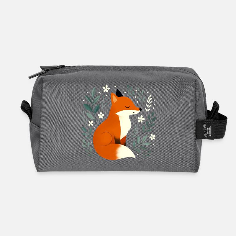 Fuchs mit Blumen - Recycelte Kulturtasche - Anthrazit