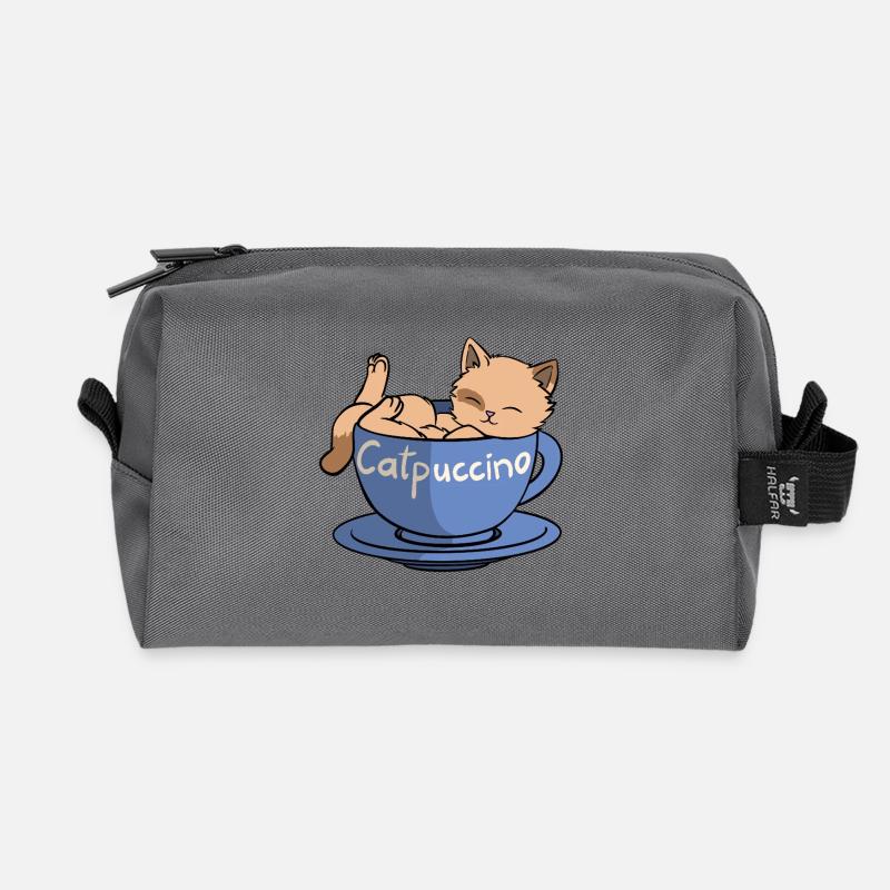 Catpuccino - Recycled Toiletry Zip Bag - anthracite
