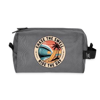 Chase the Swell, Ride the Day - Recycled Toiletry Zip Bag - anthracite - Front