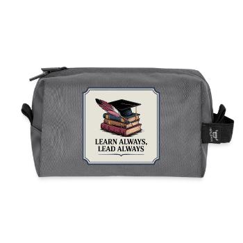 Learn Always, Lead Always - Recycled Toiletry Zip Bag - anthracite - Front