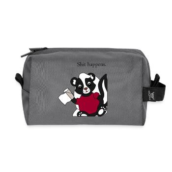 Skunk Pixie Shit happens - Recycled Toiletry Zip Bag - anthracite - Front