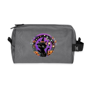 Purple Kitty Halloween - Recycled Toiletry Zip Bag - anthracite - Front