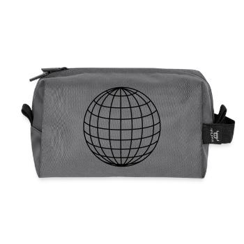 Globus Weltkugel Geschenkidee Welt Äquator - Recycelte Kulturtasche - Anthrazit - Vorne