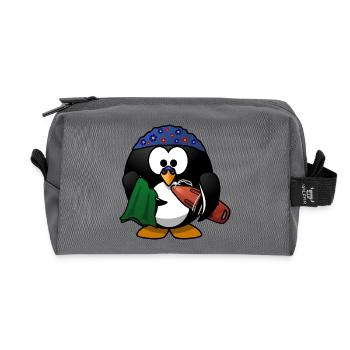 Blumenhut-Pinguin am Strand - Recycelte Kulturtasche - Anthrazit - Vorne