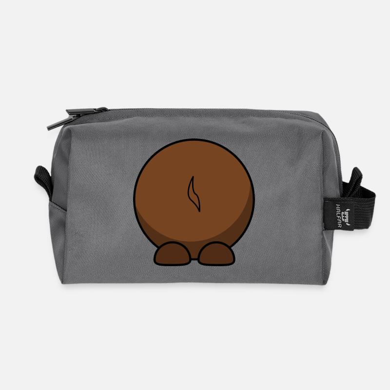 Gnu von hinten. Geschenkidee - Recycelte Kulturtasche - Anthrazit