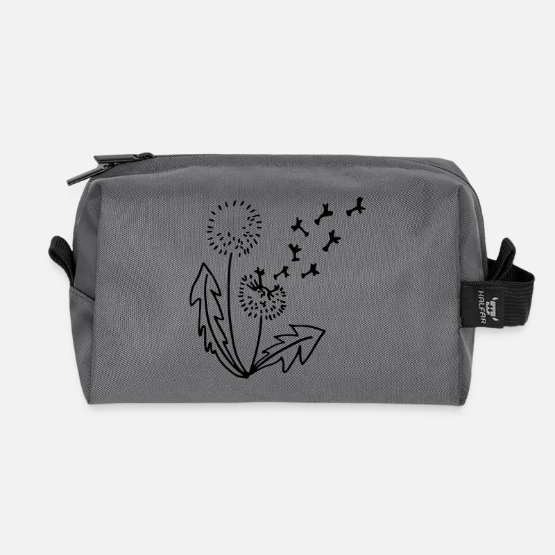 Dandelion dandelion line drawing - Recycled Toiletry Zip Bag - anthracite