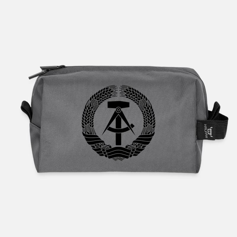 DDR Wappen (schwarz) - Recycelte Kulturtasche - Anthrazit
