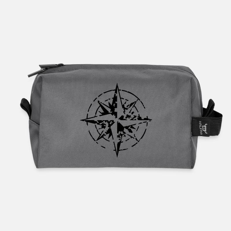 windrose_02_a_1c - Recycled Toiletry Zip Bag - anthracite