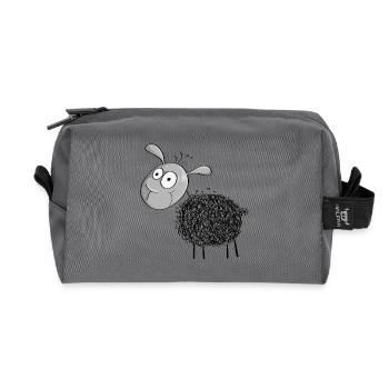 Little Wool Sheep - Sheep Comic - Recycled Toiletry Zip Bag - anthracite - Front