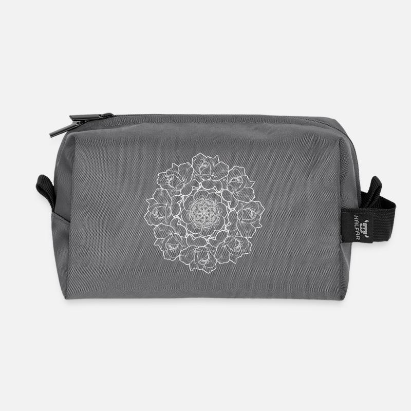 Rose bouquet - white - Recycled Toiletry Zip Bag - anthracite