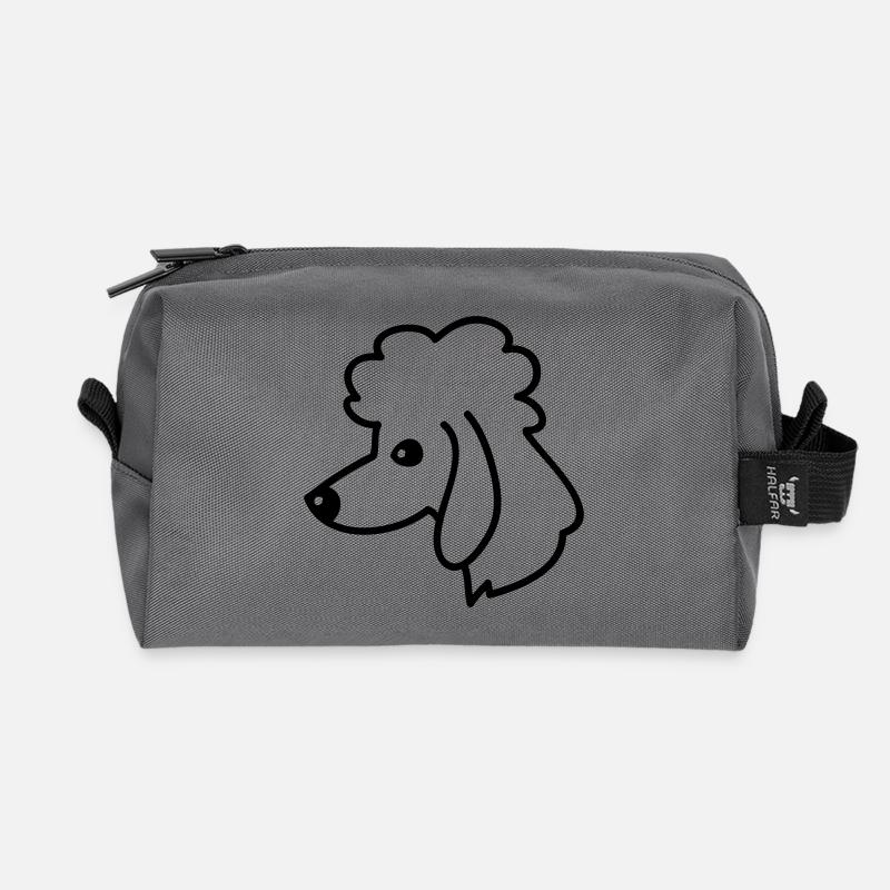 Pudel Portrait - Recycelte Kulturtasche - Anthrazit